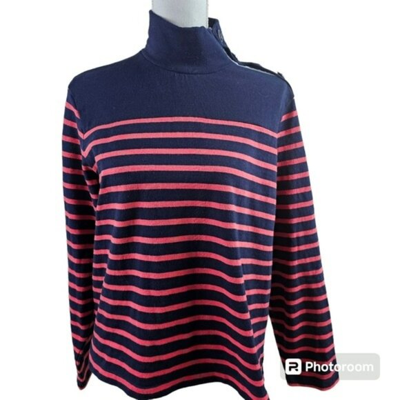 Lauren Ralph Lauren Sweaters - J. Crew Nautical Theme Striped Mock Turtleneck Sweater in Medium